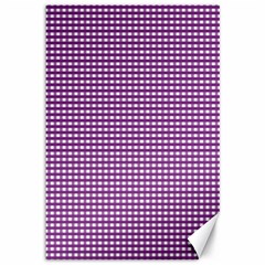 Gingham Plaid Fabric Pattern Purple Canvas 12  X 18  by HermanTelo