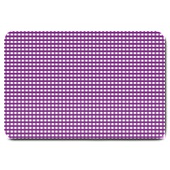 Gingham Plaid Fabric Pattern Purple Large Doormat 