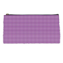 Gingham Plaid Fabric Pattern Purple Pencil Cases by HermanTelo