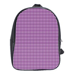 Gingham Plaid Fabric Pattern Purple School Bag (large) by HermanTelo