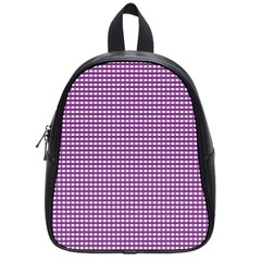 Gingham Plaid Fabric Pattern Purple School Bag (small) by HermanTelo