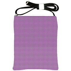 Gingham Plaid Fabric Pattern Purple Shoulder Sling Bag by HermanTelo