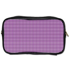 Gingham Plaid Fabric Pattern Purple Toiletries Bag (two Sides)