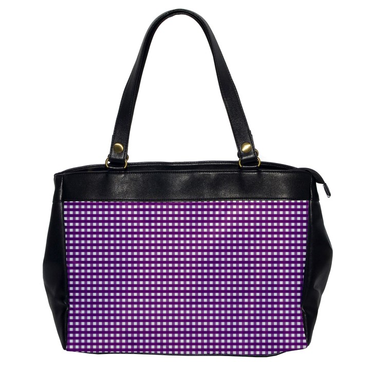 Gingham Plaid Fabric Pattern Purple Oversize Office Handbag