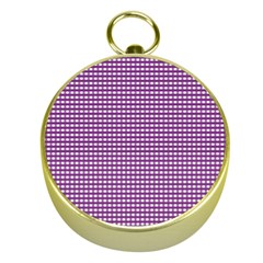 Gingham Plaid Fabric Pattern Purple Gold Compasses