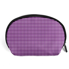 Gingham Plaid Fabric Pattern Purple Accessory Pouch (large) by HermanTelo