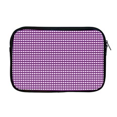 Gingham Plaid Fabric Pattern Purple Apple Macbook Pro 17  Zipper Case by HermanTelo