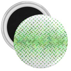 Green Pattern Curved Puzzle 3  Magnets by HermanTelo