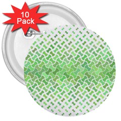 Green Pattern Curved Puzzle 3  Buttons (10 Pack)  by HermanTelo