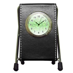 Green Pattern Curved Puzzle Pen Holder Desk Clock by HermanTelo