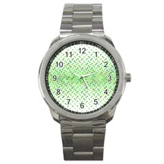 Green Pattern Curved Puzzle Sport Metal Watch by HermanTelo