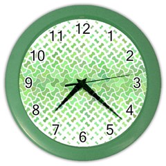 Green Pattern Curved Puzzle Color Wall Clock