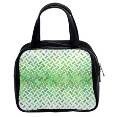 Green Pattern Curved Puzzle Classic Handbag (two Sides)