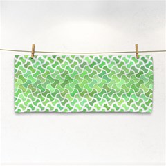 Green Pattern Curved Puzzle Hand Towel