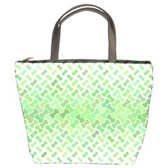 Green Pattern Curved Puzzle Bucket Bag