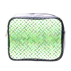 Green Pattern Curved Puzzle Mini Toiletries Bag (one Side)