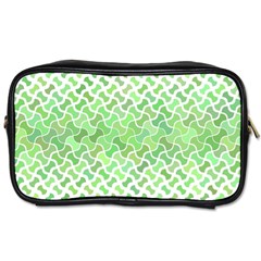 Green Pattern Curved Puzzle Toiletries Bag (two Sides)