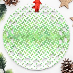 Green Pattern Curved Puzzle Ornament (round Filigree)