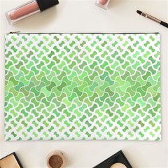 Green Pattern Curved Puzzle Cosmetic Bag (xxl)