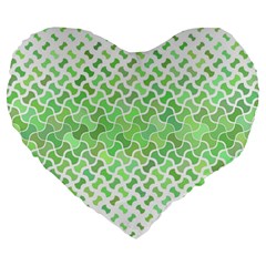 Green Pattern Curved Puzzle Large 19  Premium Heart Shape Cushions