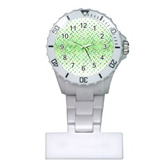 Green Pattern Curved Puzzle Plastic Nurses Watch by HermanTelo