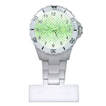 Green Pattern Curved Puzzle Plastic Nurses Watch Front