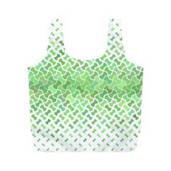 Green Pattern Curved Puzzle Full Print Recycle Bag (m)