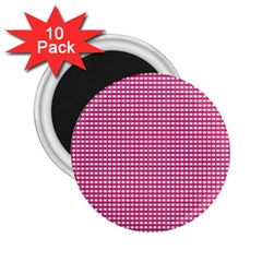 Gingham Plaid Fabric Pattern Pink 2 25  Magnets (10 Pack)  by HermanTelo