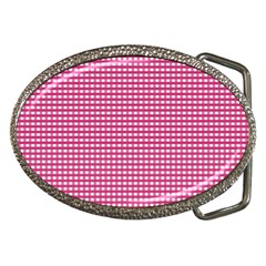 Gingham Plaid Fabric Pattern Pink Belt Buckles