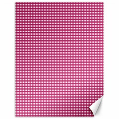 Gingham Plaid Fabric Pattern Pink Canvas 12  X 16  by HermanTelo