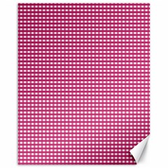 Gingham Plaid Fabric Pattern Pink Canvas 16  X 20 