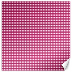 Gingham Plaid Fabric Pattern Pink Canvas 20  X 20  by HermanTelo