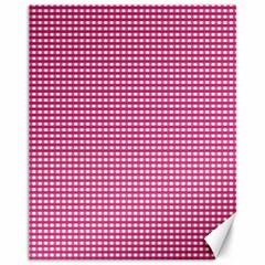 Gingham Plaid Fabric Pattern Pink Canvas 11  X 14 