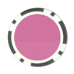 Gingham Plaid Fabric Pattern Pink Poker Chip Card Guard by HermanTelo