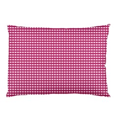 Gingham Plaid Fabric Pattern Pink Pillow Case by HermanTelo