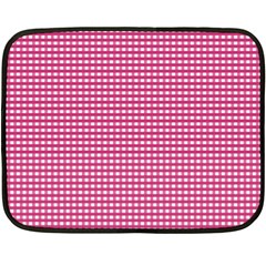 Gingham Plaid Fabric Pattern Pink Fleece Blanket (mini) by HermanTelo