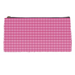 Gingham Plaid Fabric Pattern Pink Pencil Cases by HermanTelo