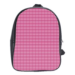 Gingham Plaid Fabric Pattern Pink School Bag (large) by HermanTelo