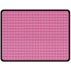 Gingham Plaid Fabric Pattern Pink Fleece Blanket (large)  by HermanTelo