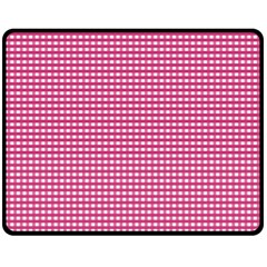 Gingham Plaid Fabric Pattern Pink Fleece Blanket (medium)  by HermanTelo