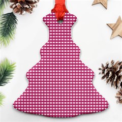 Gingham Plaid Fabric Pattern Pink Ornament (christmas Tree)  by HermanTelo