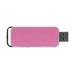 Gingham Plaid Fabric Pattern Pink Portable Usb Flash (two Sides) by HermanTelo