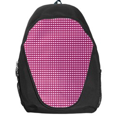 Gingham Plaid Fabric Pattern Pink Backpack Bag by HermanTelo