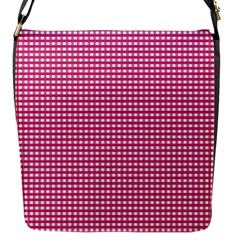 Gingham Plaid Fabric Pattern Pink Flap Closure Messenger Bag (s)