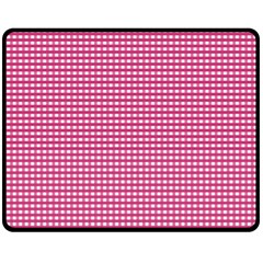 Gingham Plaid Fabric Pattern Pink Double Sided Fleece Blanket (medium)  by HermanTelo