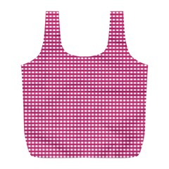 Gingham Plaid Fabric Pattern Pink Full Print Recycle Bag (l) by HermanTelo