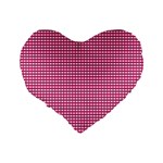 Gingham Plaid Fabric Pattern Pink Standard 16  Premium Flano Heart Shape Cushions Back