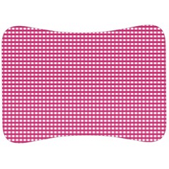 Gingham Plaid Fabric Pattern Pink Velour Seat Head Rest Cushion by HermanTelo