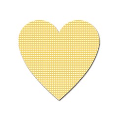 Gingham Plaid Fabric Pattern Yellow Heart Magnet by HermanTelo