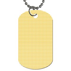 Gingham Plaid Fabric Pattern Yellow Dog Tag (two Sides)